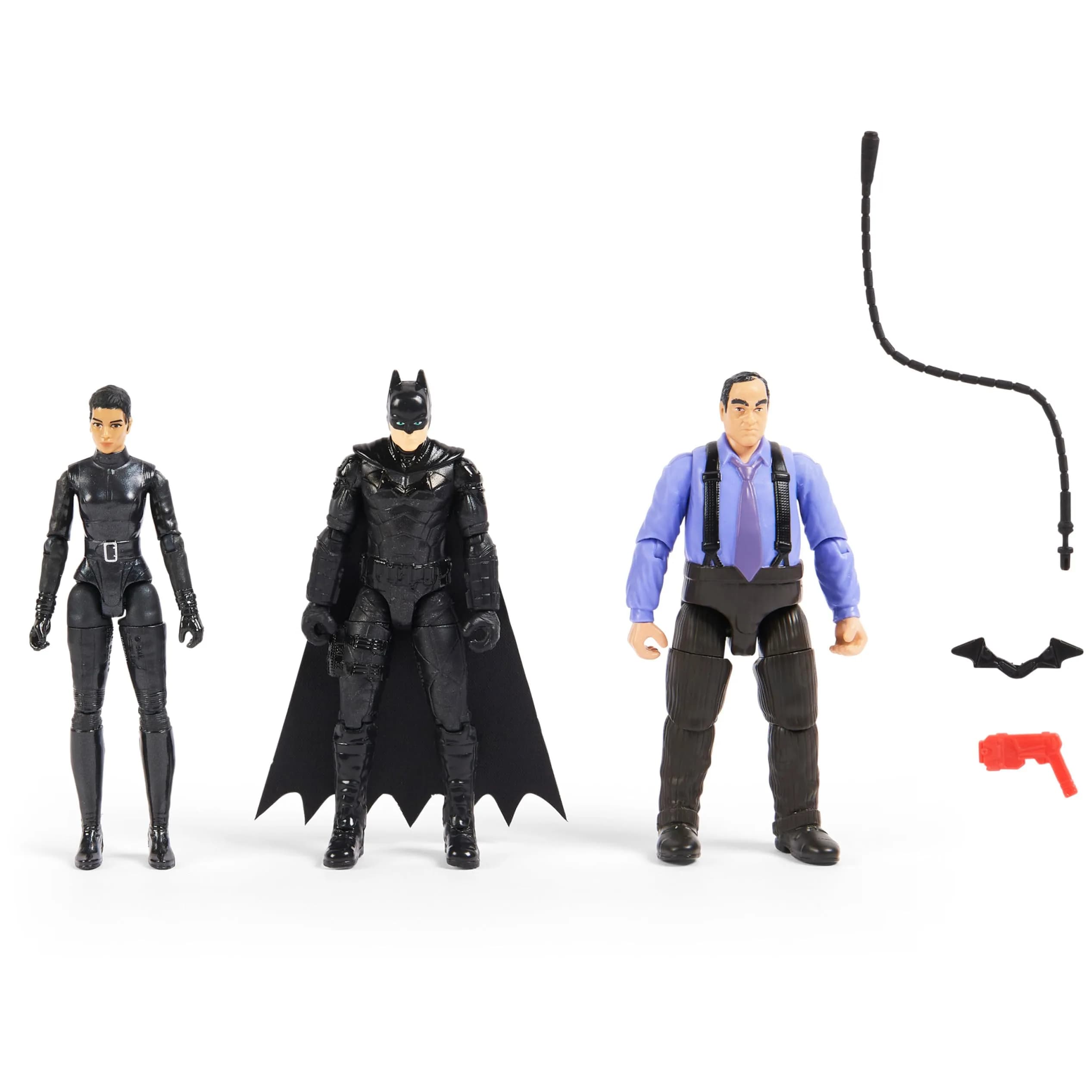 DC Comics Batman 3-Pack with Exclusive 4' Batman, Selina Kyle, The Penguin Action Figures, 3 Accessories | 4-inch Figures for Batman Fans - main product image