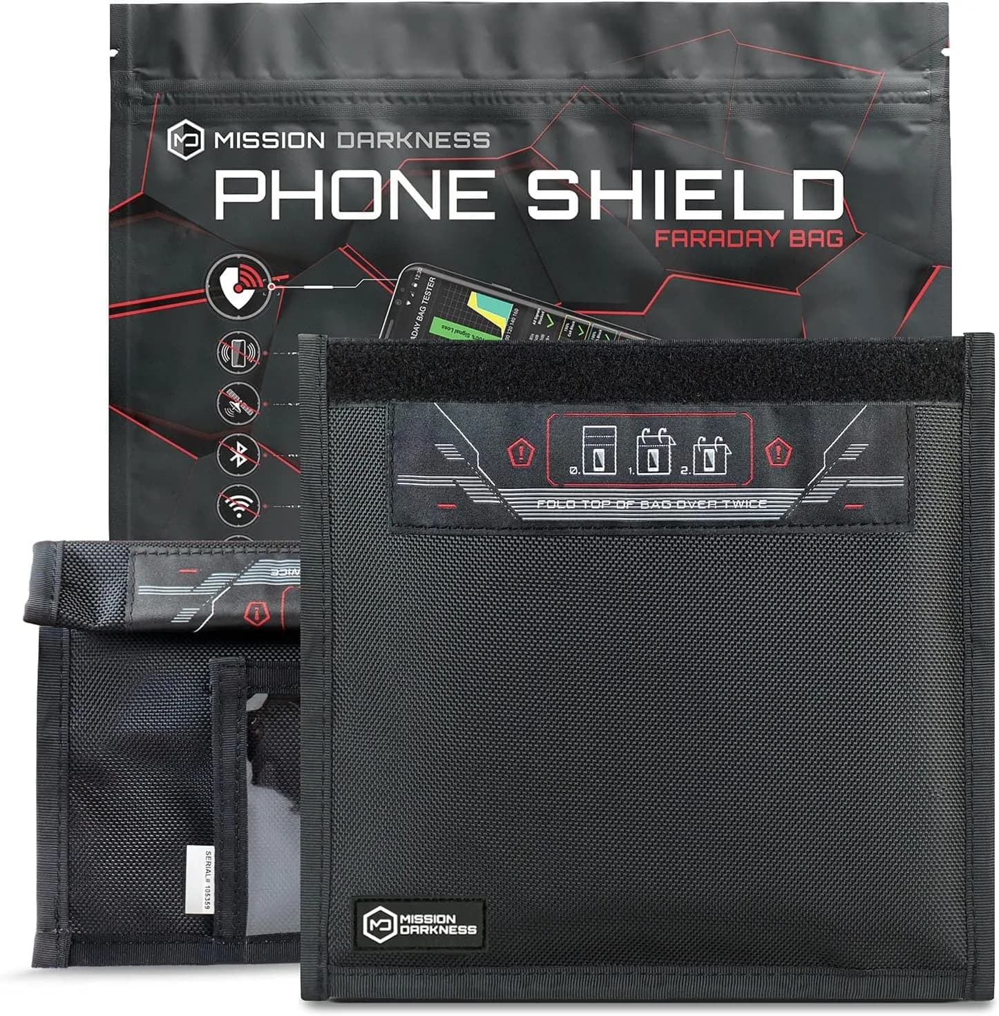 Mission Darkness Non-Window Faraday Bag for Phones 2-Pack | Signal Blocking, Military Grade, Digital Privacy (70-120 chars)