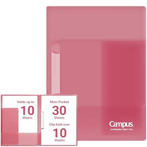 KOKUYO Campus Easy to Review Print File Folder with Pockets, US Letter & A4 Size, Pink | Heavy Duty Dual-Purpose Clip & Pocket Design thumbnail 1