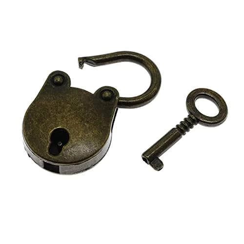 LDCREEE Antique Embossing Decorative Brass Hasp Clasp Latch Lock with Screws & Key for Jewelry Box, Wooden Case, Furniture Decoration (Bronze, 2-Pack) thumbnail 5