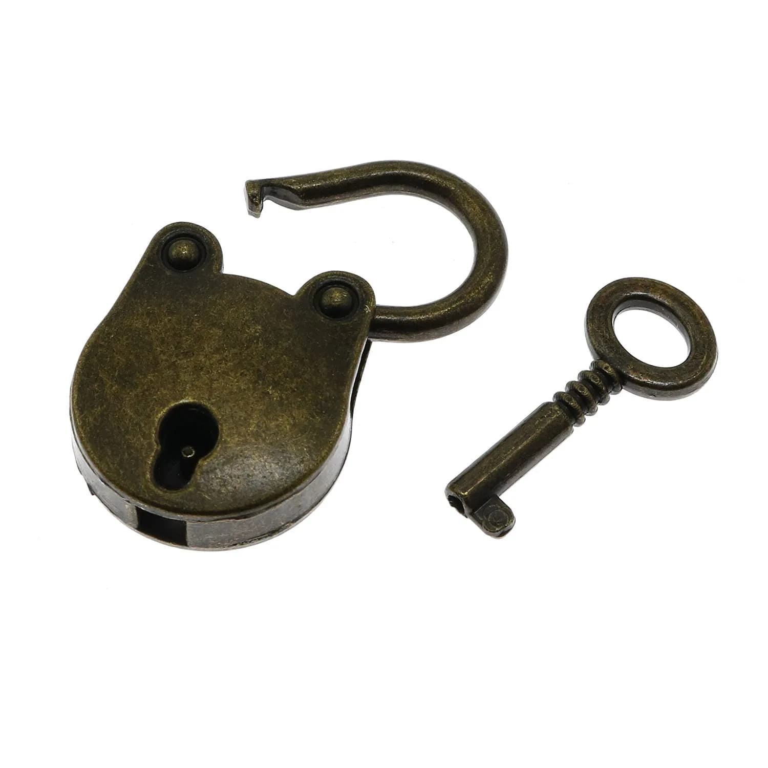 LDCREEE Antique Embossing Decorative Brass Hasp Clasp Latch Lock with Screws & Key for Jewelry Box, Wooden Case, Furniture Decoration (Bronze, 2-Pack) - view 5