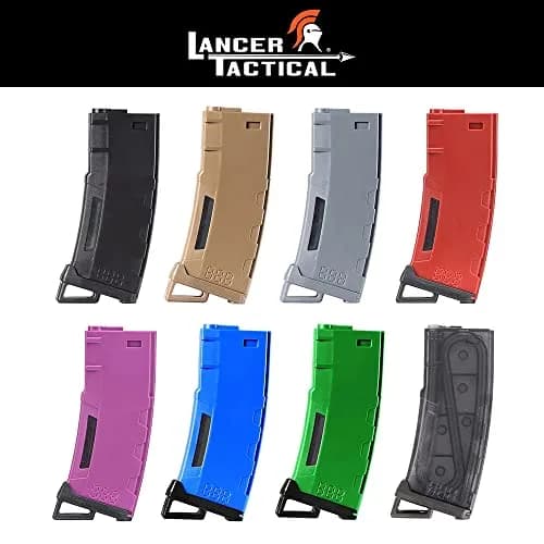 Lancer Tactical Airsoft M4 M16 Series Polymer 130 Round Capacity Transparent Window High Speed MidCap Airsoft Magazine | Impact-Resistant, Made in Taiwan thumbnail 2