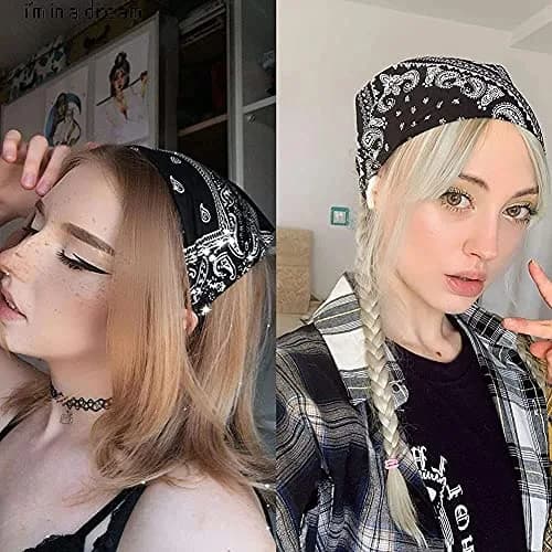 Vercret Chiffon Hair Scarf Headband 6-Pack | Boho Floral Print Elastic Bandana Headbands for Women & Girls thumbnail 2