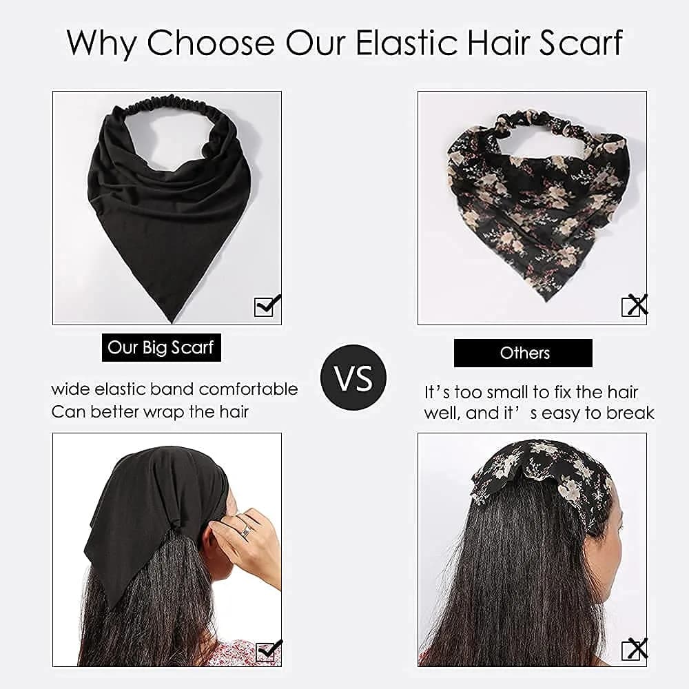 Vercret Chiffon Hair Scarf Headband 6-Pack | Boho Floral Print Elastic Bandana Headbands for Women & Girls - view 3