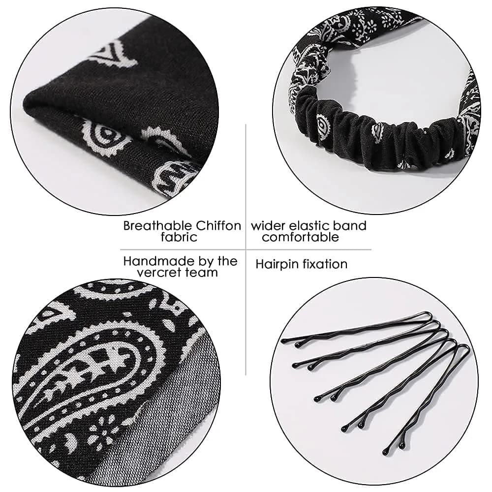Vercret Chiffon Hair Scarf Headband 6-Pack | Boho Floral Print Elastic Bandana Headbands for Women & Girls - view 4