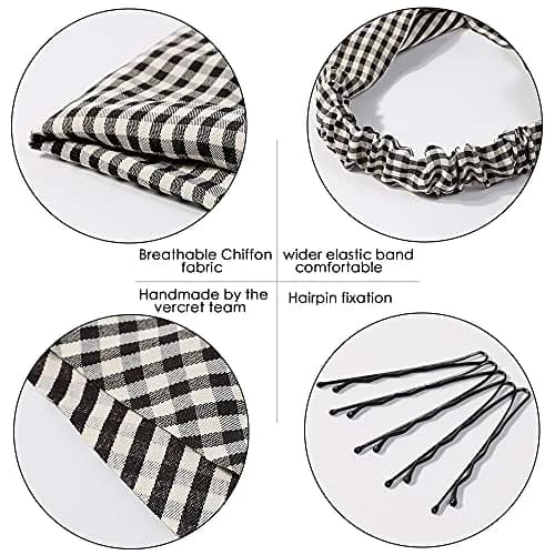 Vercret Gingham Hair Scarf Headband for Women, 6-Pack | Classic Floral Patterns thumbnail 4