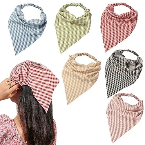 Vercret Gingham Hair Scarf Headband for Women, 6-Pack | Classic Floral Patterns thumbnail 1
