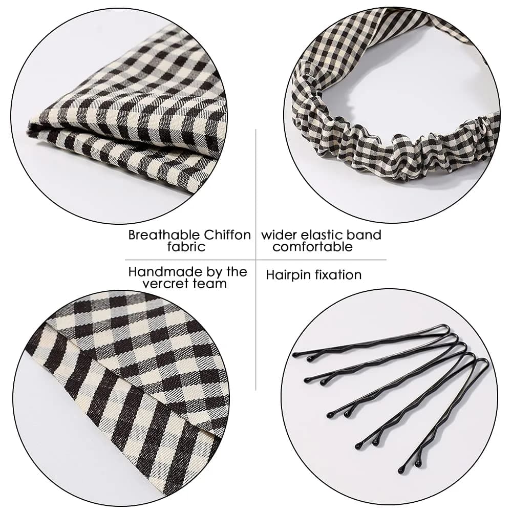 Vercret Gingham Hair Scarf Headband for Women, 6-Pack | Classic Floral Patterns - view 4