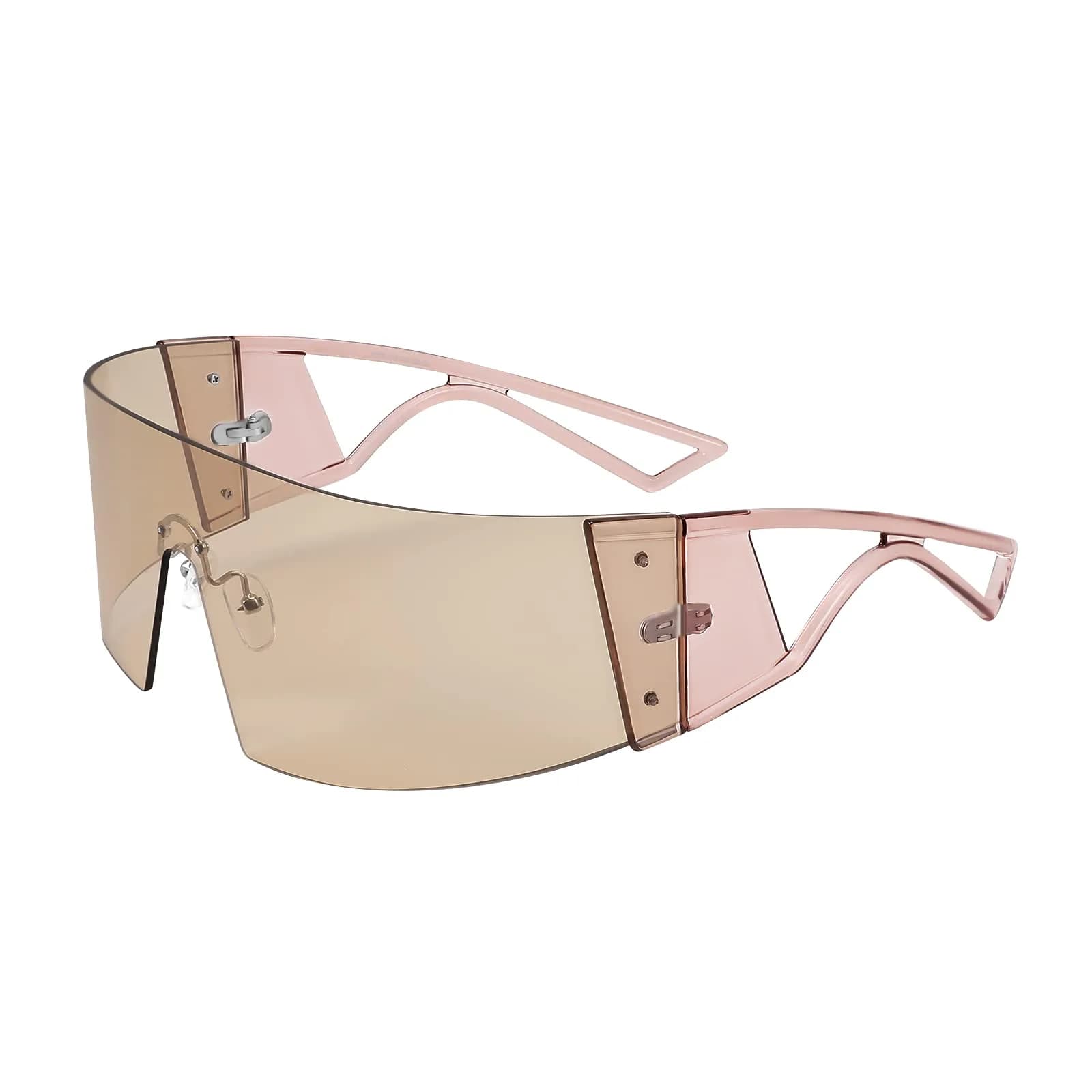 FEISEDY Futuristic Cyclops Visor Sunglasses for Men & Women | Oversized Shield Frame, Polarized Champagne Lens, 70mm - main product image