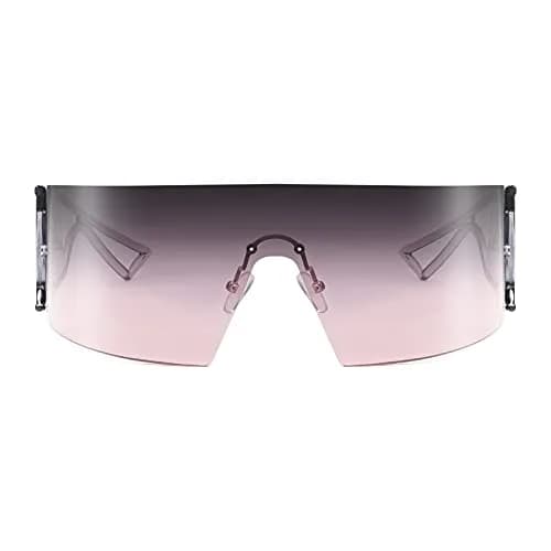 FEISEDY Oversized Flat Top Wrap Sunglasses One Piece Goggles Purple Lens | 70mm (2.76") Lens Width thumbnail 1