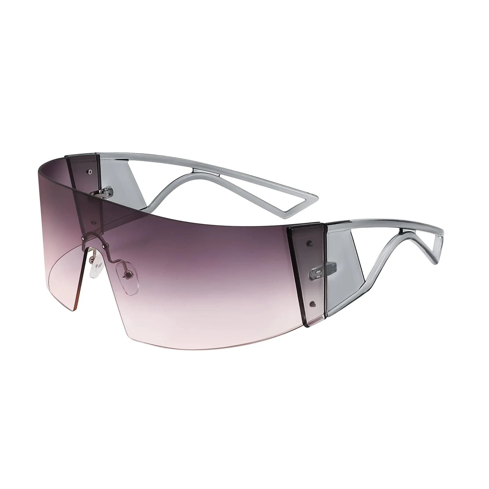 FEISEDY Oversized Flat Top Wrap Sunglasses One Piece Goggles Purple Lens | 70mm (2.76") Lens Width - view 2