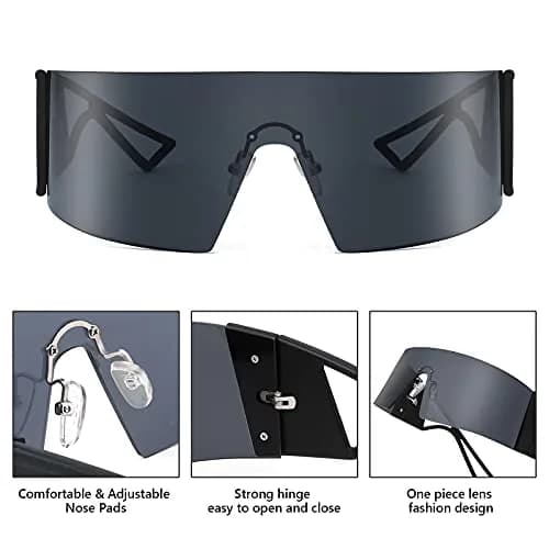 FEISEDY Cyclops Visor Sunglasses | Oversized Flat Top Punk Style thumbnail 5