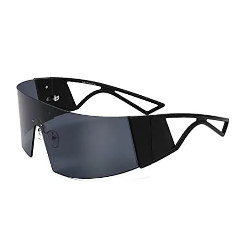 FEISEDY Cyclops Visor Sunglasses | Oversized Flat Top Punk Style thumbnail 1