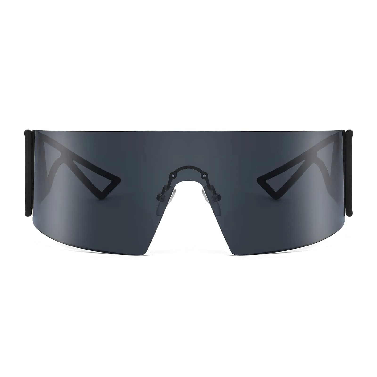 FEISEDY Cyclops Visor Sunglasses | Oversized Flat Top Punk Style - view 2