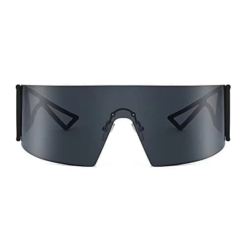 FEISEDY Cyclops Visor Sunglasses | Oversized Flat Top Punk Style thumbnail 2