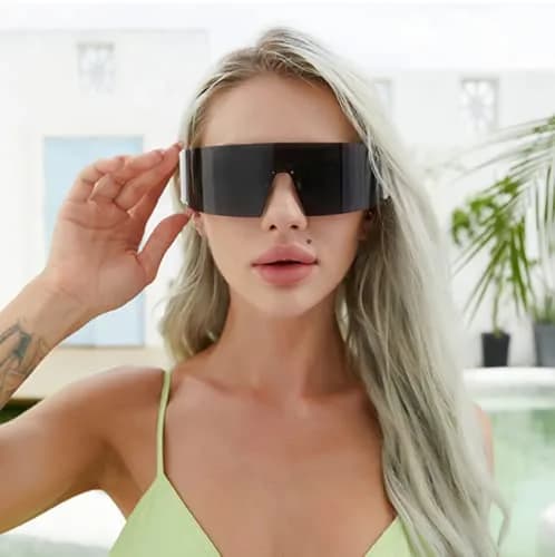 FEISEDY Cyclops Visor Sunglasses | Oversized Flat Top Punk Style thumbnail 3