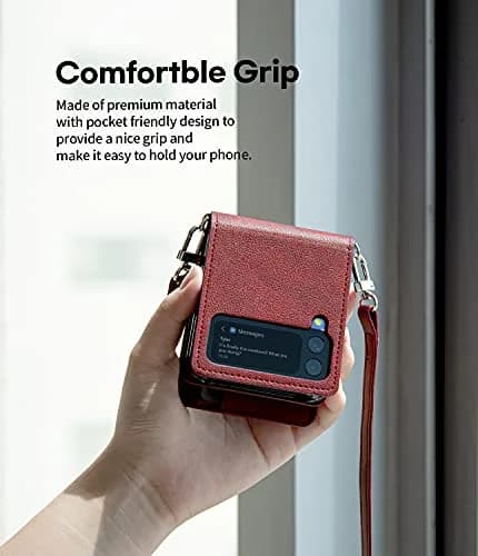 GOOSPERY Detachable Wallet Case for Samsung Galaxy Z Flip 3, Burgundy | 2 Card Pocket, Cross-Body Strap, Earbud Holder thumbnail 4
