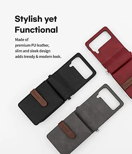 GOOSPERY Detachable Wallet Case for Samsung Galaxy Z Flip 3, Burgundy | 2 Card Pocket, Cross-Body Strap, Earbud Holder thumbnail 2