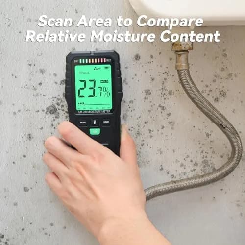 RDINSCOS Pinless Moisture Meter Digital Wall Moisture Detector with Flashlight | Measures Wood, Concrete, Drywall thumbnail 2