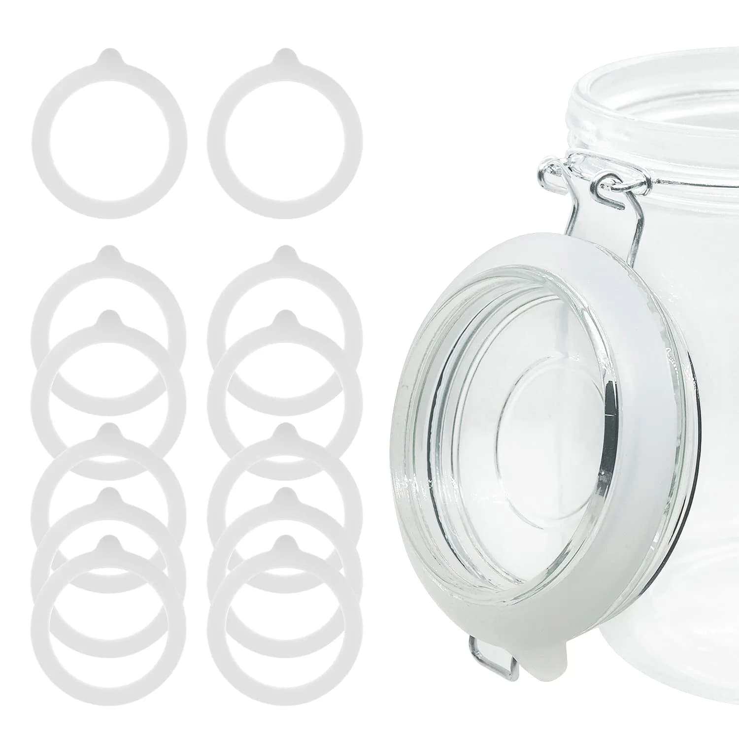 FCENDS White Silicone Jar Sealing Rings for Wide Mouth Mason Jars | Airtight & Leakproof Replacement Gaskets (12-Pack) — White