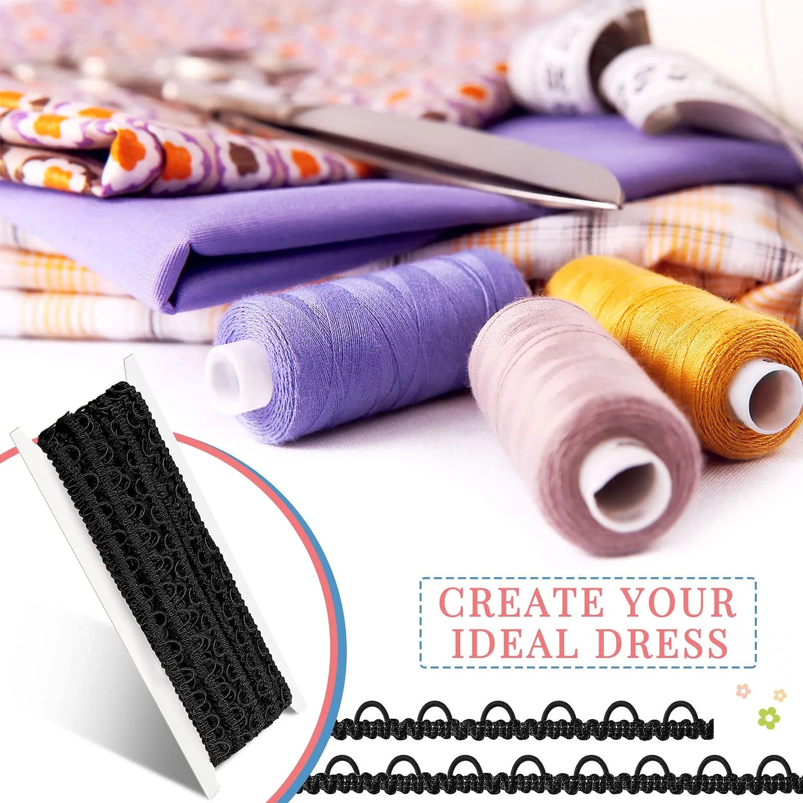 WILLBOND Black Gimp Braid Trim with Elastic Button Loop 1.2 cm (0.47 in) | 10 Yards for Sewing & Crafts - view 7