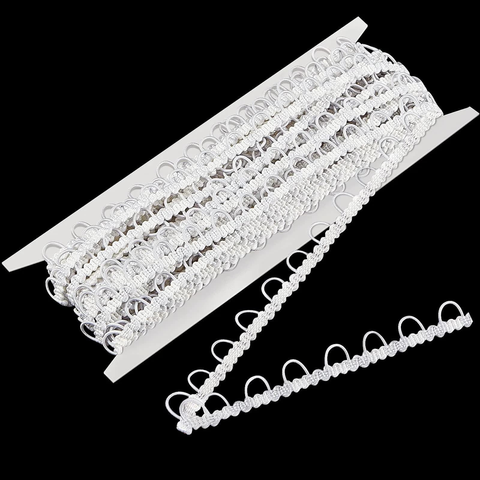 WILLBOND White Gimp Braid Trim with Elastic Button Loop 10 Yards | Sewing & Upholstery Embellishment - main product image