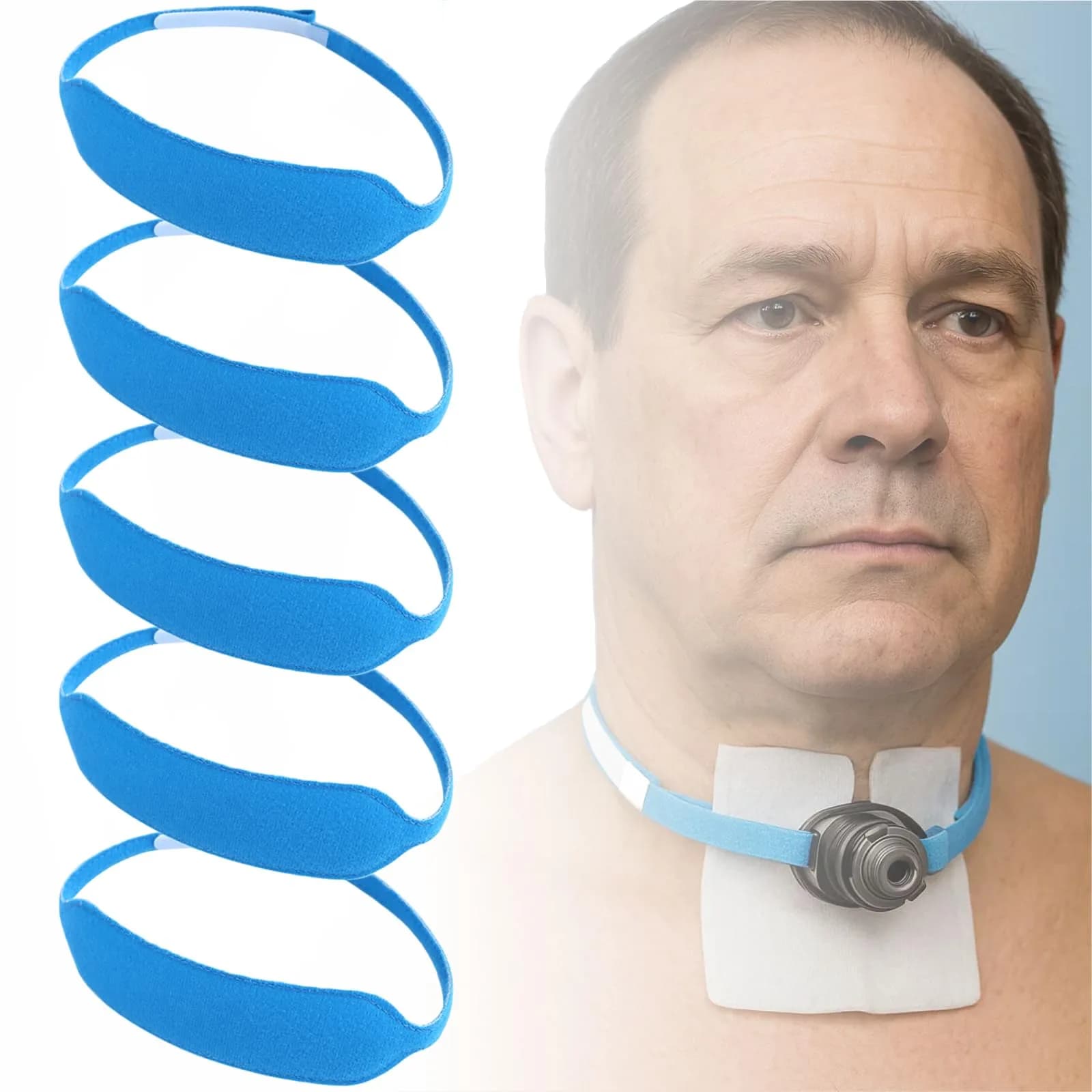 EDWERD Tracheostomy Tube Holder Belt Disposable Trach Ties Neckband for Laryngectomy, Individually Packaged, 5 Pcs | Secure & Adjustable — one size