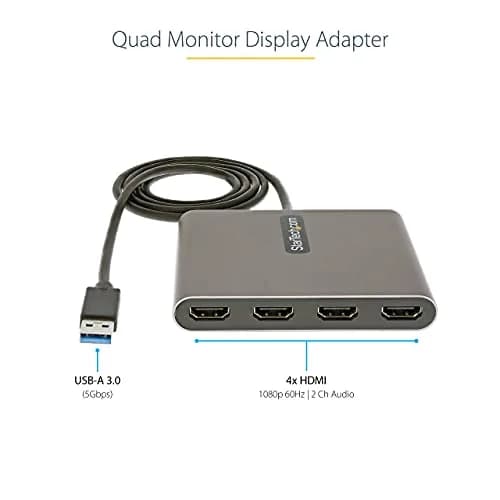 StarTech.com USB 3.0 to Quad HDMI Adapter 4K@60Hz 4-Port | Windows Compatible thumbnail 2
