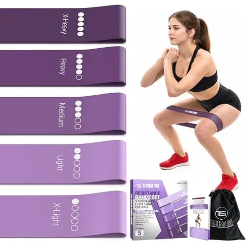 TechStone Resistance Bands Set – 5 Levels Loop Exercise Bands for Men & Women, Elastic Workout Bands for Home Gym, Training, Yoga & Fitness, Carry Bag Included (Purple) thumbnail 1