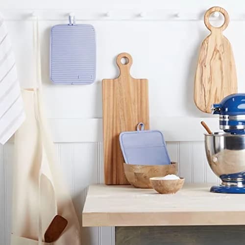 KitchenAid Ribbed Soft Silicone Pot Holder 2-Pack Set, Lavender Cream Purple, 18x23 cm (7"x9") | Heat Resistant Up to 500°F thumbnail 2