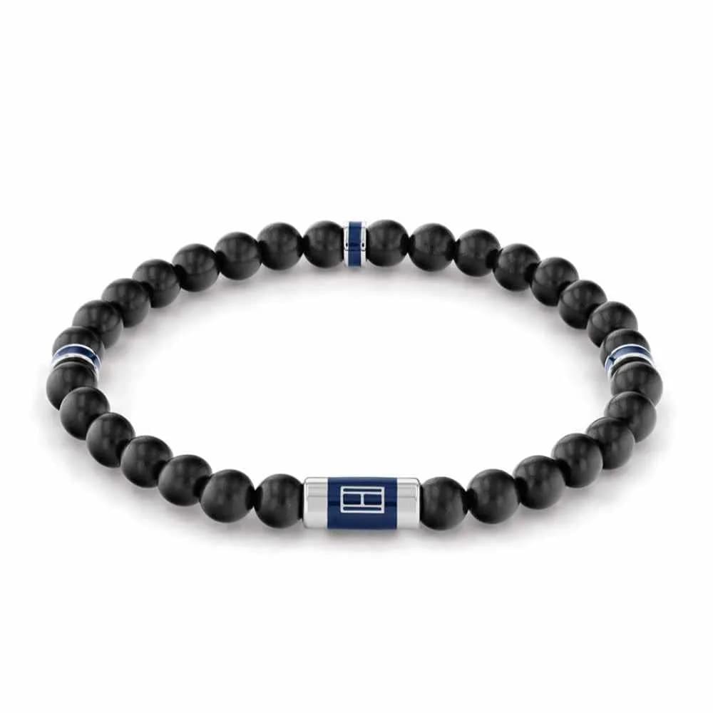 Tommy Hilfiger Men's Jewelry Wood Beaded Bracelet Black | Trendy Casual Accessory — Black Wood
