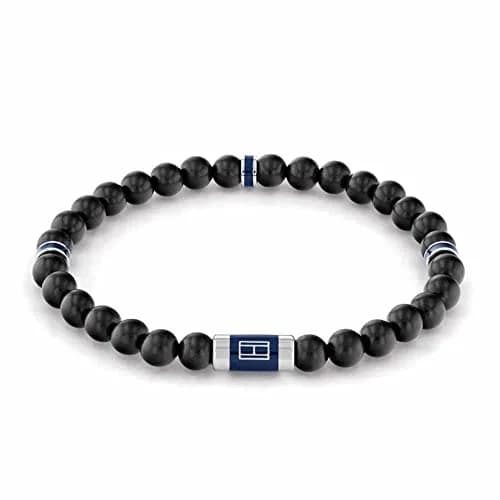Tommy Hilfiger Men's Jewelry Stainless Steel Black Lava Bead Bracelet | Beaded Style with Stretch Closure thumbnail 1