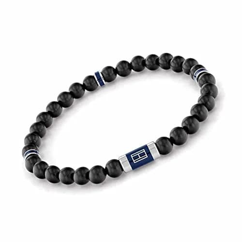 Tommy Hilfiger Men's Jewelry Stainless Steel Black Lava Bead Bracelet | Beaded Style with Stretch Closure thumbnail 2