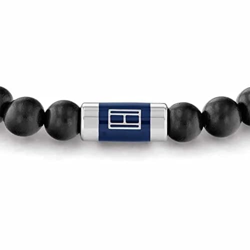 Tommy Hilfiger Men's Jewelry Stainless Steel Black Lava Bead Bracelet | Beaded Style with Stretch Closure thumbnail 3