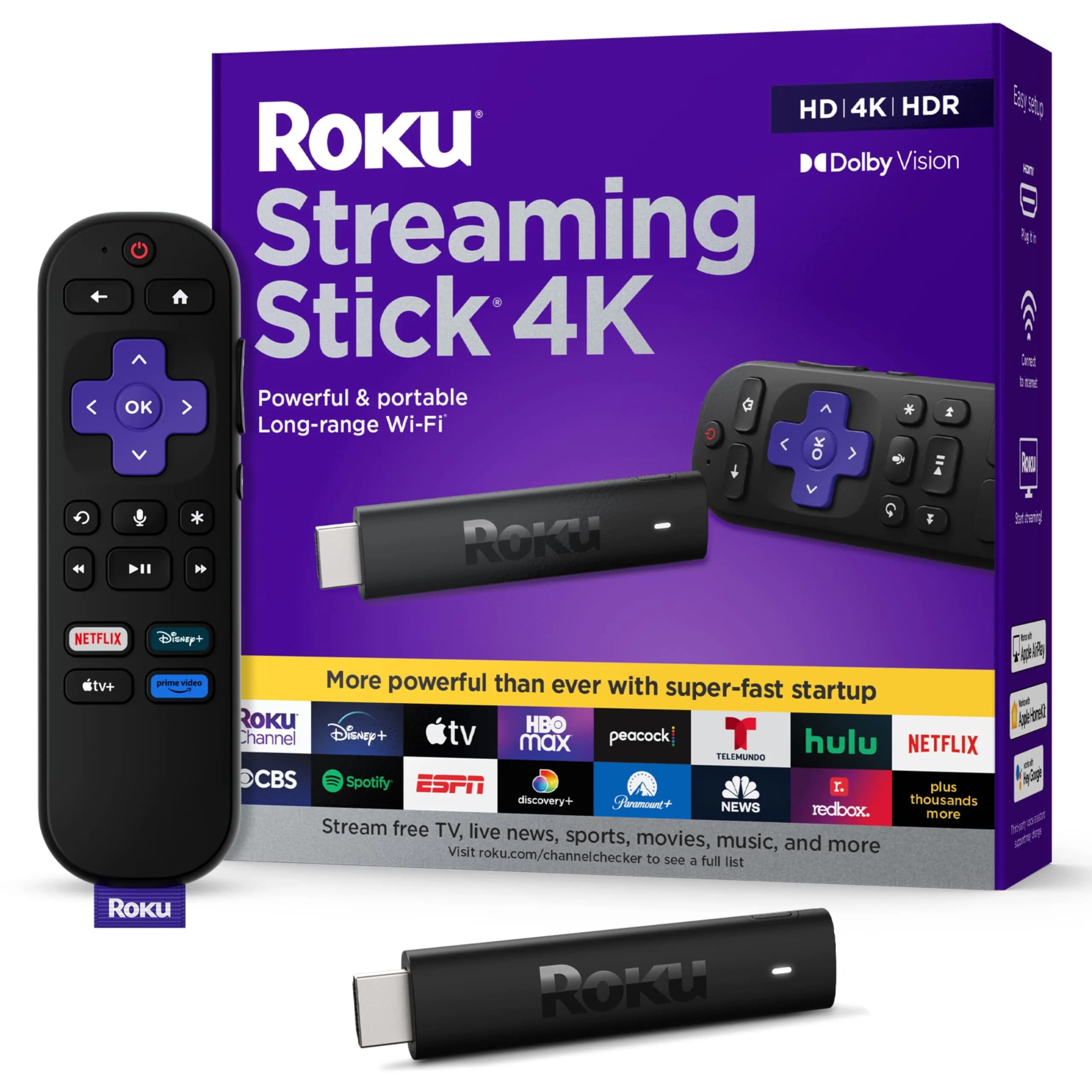 Roku Streaming Stick 4K with Voice Remote - HDR10+ & Dolby Vision | Long-Range Wi-Fi - main product image