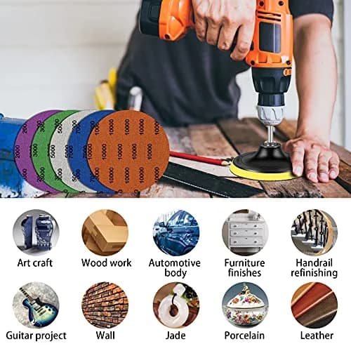 Depvko Water Grit Sandpaper Set 2000-10000 Grit with 5-Inch Backing Pad | Mirror Shine Polishing for Metal & Wood thumbnail 7