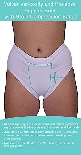 Underworks Women Vulvar Varicosity and Prolapse Support Brief with Groin Compression Bands - Black Small | Pelvic & Hernia Relief thumbnail 4