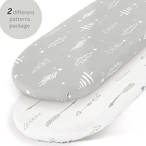 GRSSDER Fitted Bassinet Sheet Set 2 Pack | Ultra Soft Jersey Knit, Universal Fit for Baby Cradle & Moses Basket thumbnail 2
