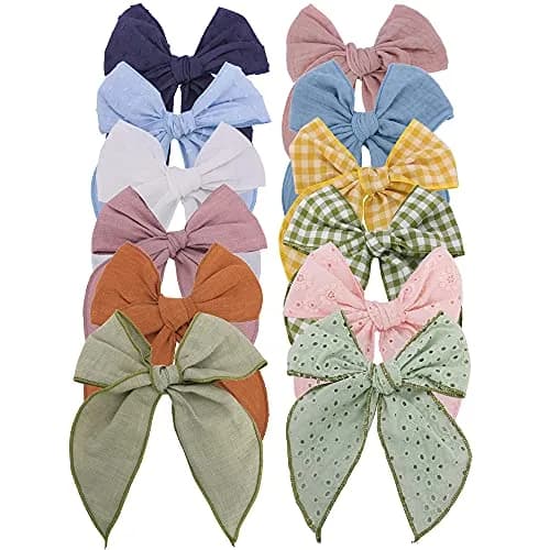 Sugarmelon Hair Clip Large Sailor Bow 12cm | Handmade Linen & Cotton, All Ages thumbnail 1