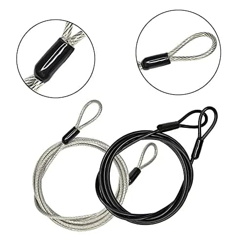 GOMRQING 3.3ft (100cm) 3mm Braided Steel Security Cable Lock (2 Pack) | Cut-Resistant & Weatherproof thumbnail 2