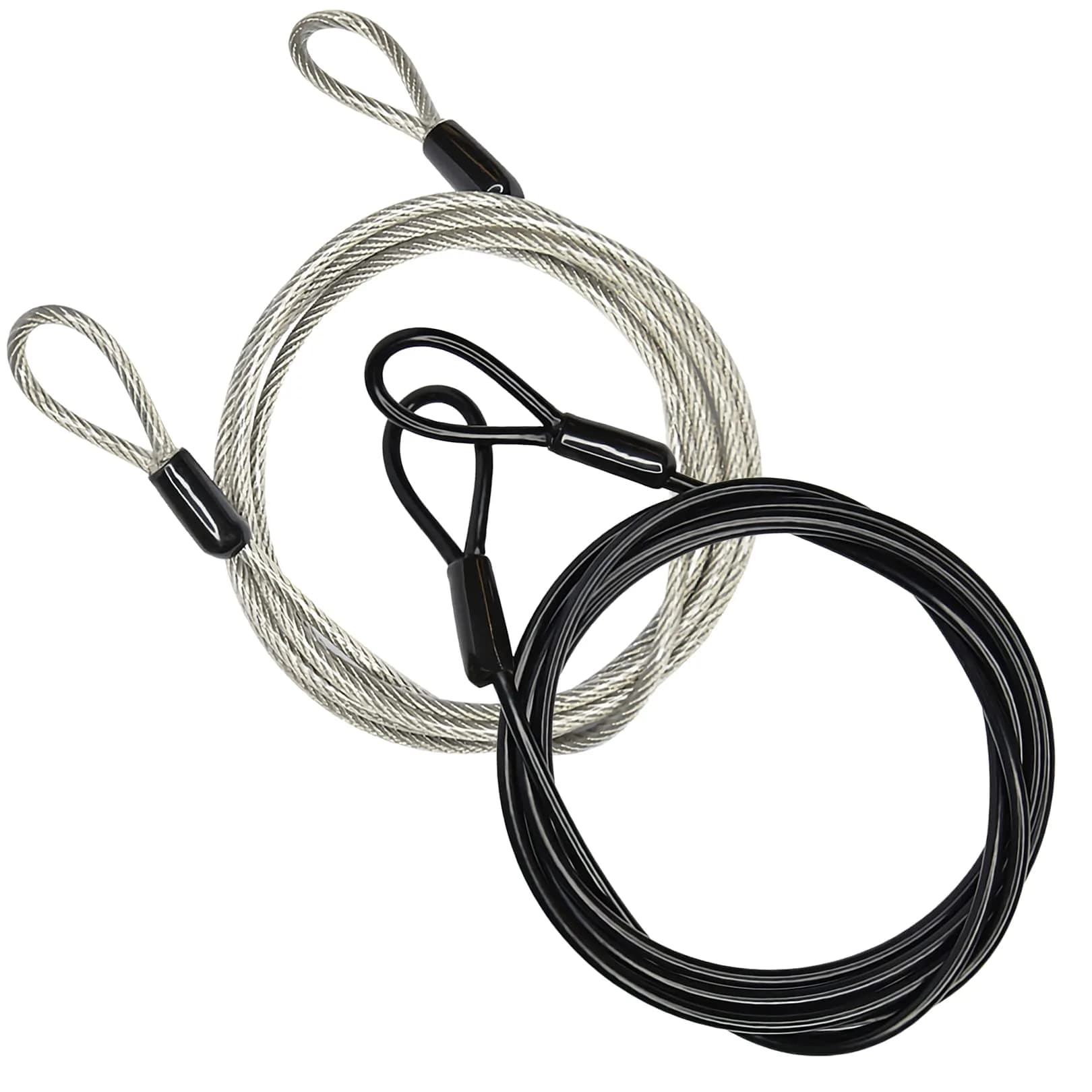 GOMRQING 2.0 m (6.6 ft) Braided Steel Security Cable Lock 2-Pack | Cut-Resistant, Weatherproof, Double Loop - main product image