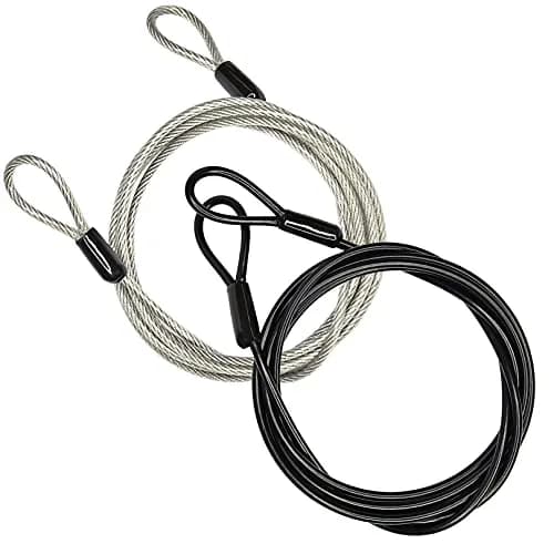 GOMRQING 2.0 m (6.6 ft) Braided Steel Security Cable Lock 2-Pack | Cut-Resistant, Weatherproof, Double Loop thumbnail 1