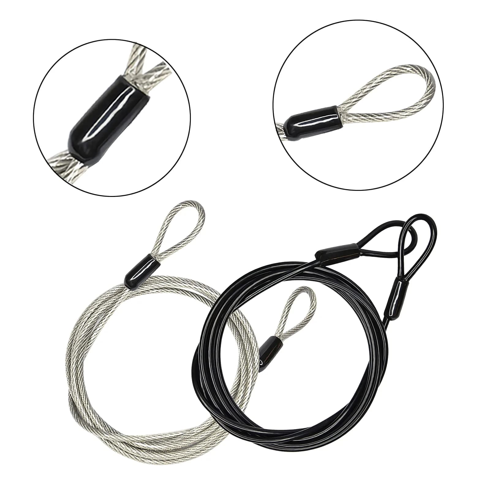 GOMRQING 2.0 m (6.6 ft) Braided Steel Security Cable Lock 2-Pack | Cut-Resistant, Weatherproof, Double Loop - view 2
