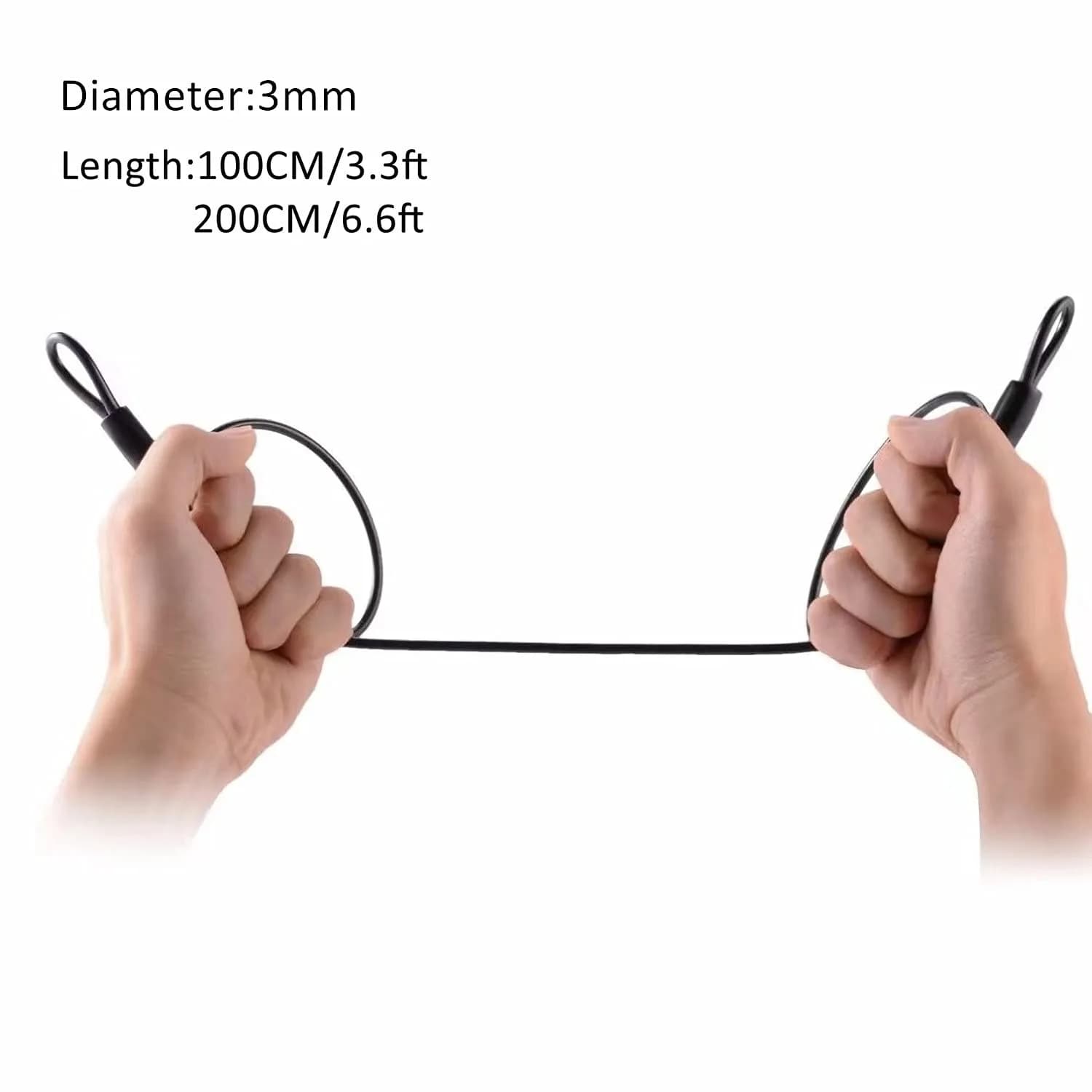 GOMRQING 2.0 m (6.6 ft) Braided Steel Security Cable Lock 2-Pack | Cut-Resistant, Weatherproof, Double Loop - view 3
