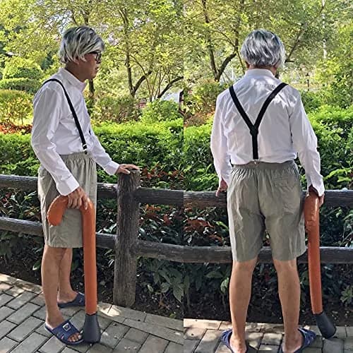 Yolyoo Old Man Costume Kit with Wig, Beard, Cane, Glasses, Suspenders & Bow Tie | One Size Fits Most thumbnail 7