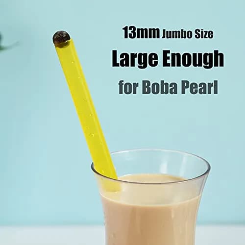 ALINK Reusable Boba Straws 10.5 Inch 13mm Wide 12 Pack | Angled Tips & 2 Cleaning Brushes thumbnail 7