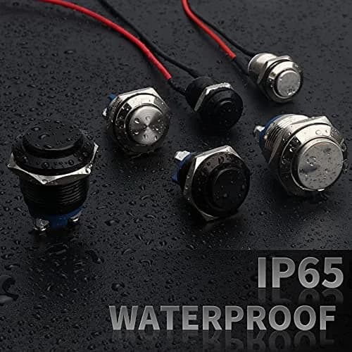 STARELO 5pcs 12mm Momentary Push Button Switch Silver Shell Waterproof 2A/12V DC | IP65 Stainless Steel thumbnail 6