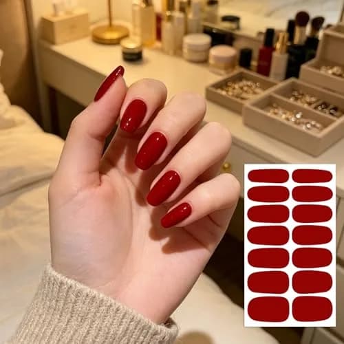 WOKOTO Dark Solid Color Series Nail Polish Strips 20 Sheets | Punk Rock Gel Nail Wraps for Women thumbnail 4
