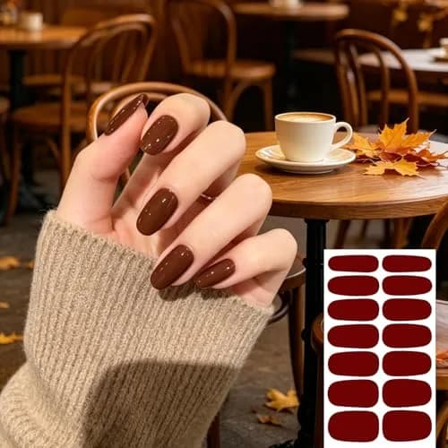 WOKOTO Dark Solid Color Series Nail Polish Strips 20 Sheets | Punk Rock Gel Nail Wraps for Women thumbnail 7