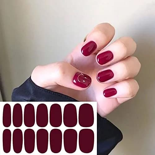 WOKOTO Dark Solid Color Series Nail Polish Strips 20 Sheets | Punk Rock Gel Nail Wraps for Women thumbnail 8